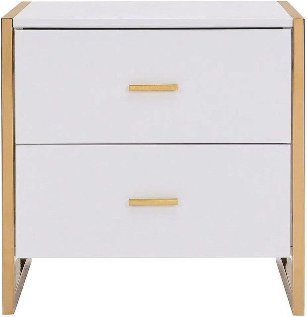 Nachttisch Ombrelia von Vente-unique in Weiß und Goldfarben mit einer Breite von 50 cm - Bild 1