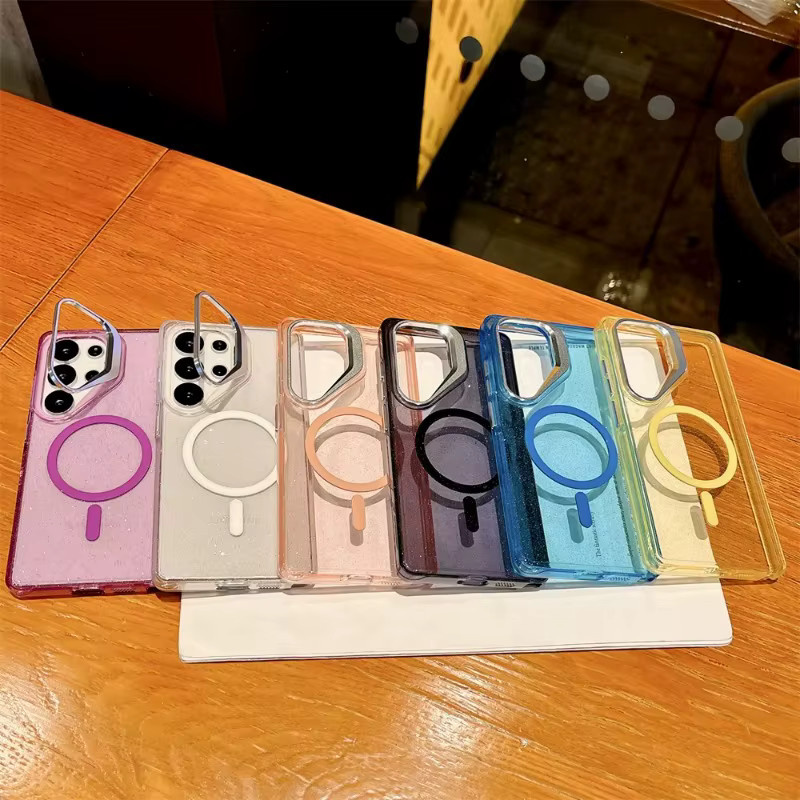Transparente MagSafe Magnetische Handyhülle mit Metall-Linsenhalterung für Samsung Galaxy S26 S25 S24 S23 S22 Ultra und FE in Weiß und Transparent - Bild 3