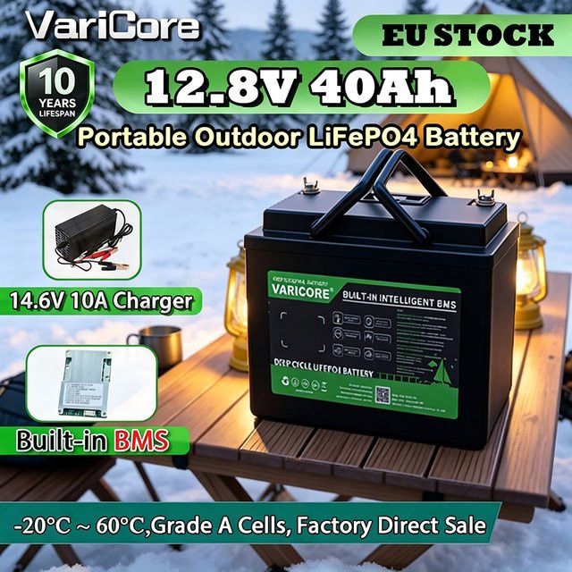 VarICOre Lithium-Eisenphosphat-Akku 12V 40Ah LiFePO4-Batterie in Schwarz - Bild 1