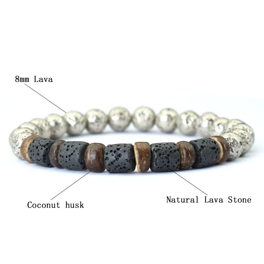 Noter Armband, Vulkangestein, Schwarz, Herren - Bild 2