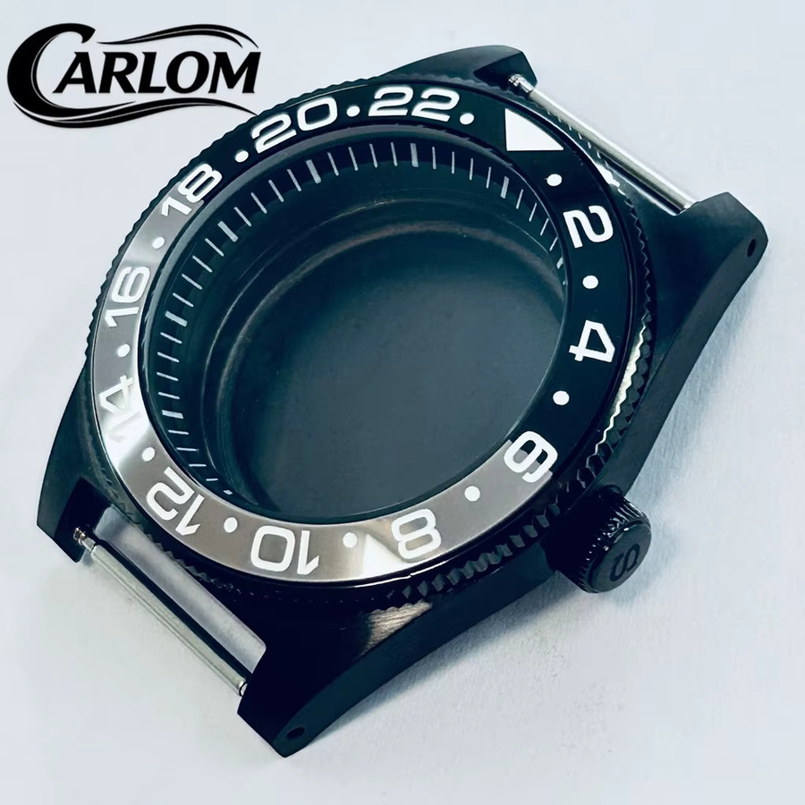 Carloms Uhrengehäuse Schwarz PVD, 40 mm, Keramik Aluminium Lünette - Bild 2