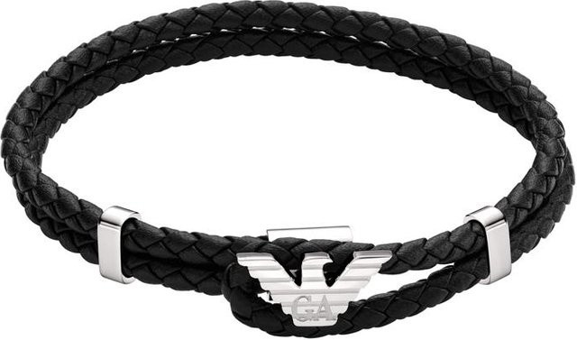 Emporio Armani Lederarmband, Schwarz, Herren - Bild 1