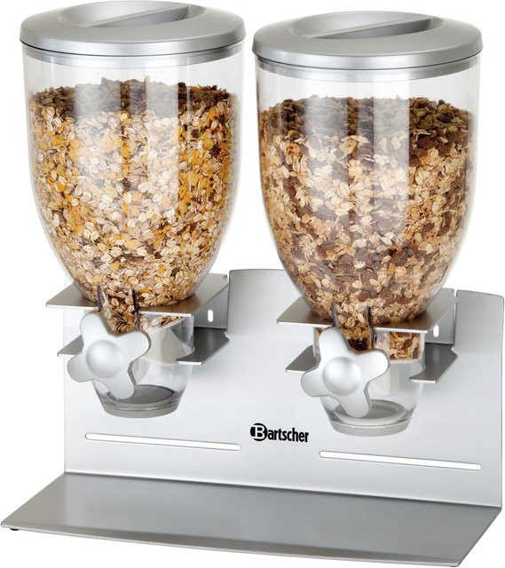 Bartscher Cerealienspender Silber, 2x 3,5 l, B/H/T: 36 x 39,5 x 17 cm - Bild 1