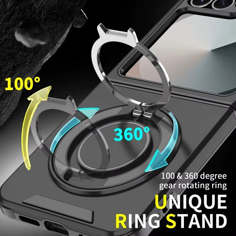 Magnetische Schutzhülle mit Leder-Finish und 360 Grad rotierendem Ringhalter für Samsung Galaxy Z Flip 7 und Samsung Galaxy Z Flip 6 5G - Bild 3