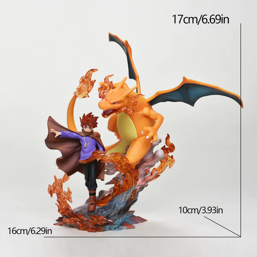 Bandai Pokémon Gary Oak Charizard Actionfigur, PVC-Statue, Blau, Grün, Orange - Bild 2