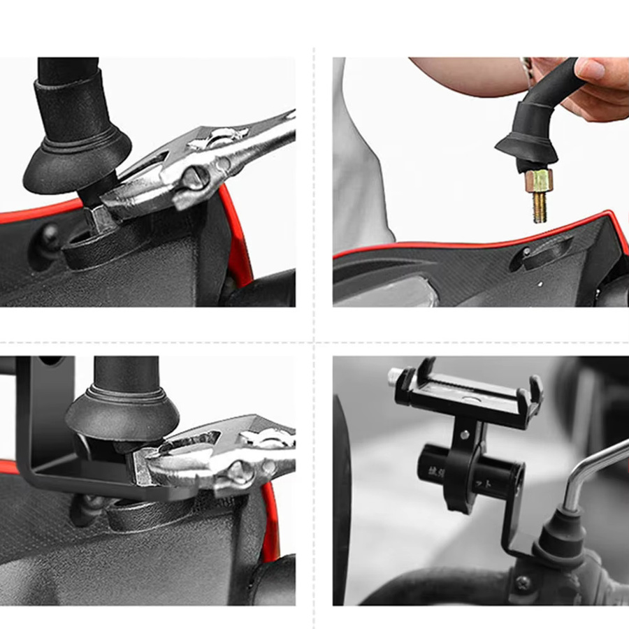 Smartphone Halterung für Motorrad und Fahrrad in Schwarz zur Montage am Rückspiegel oder Lenker für MTB und Rennrad - Bild 1