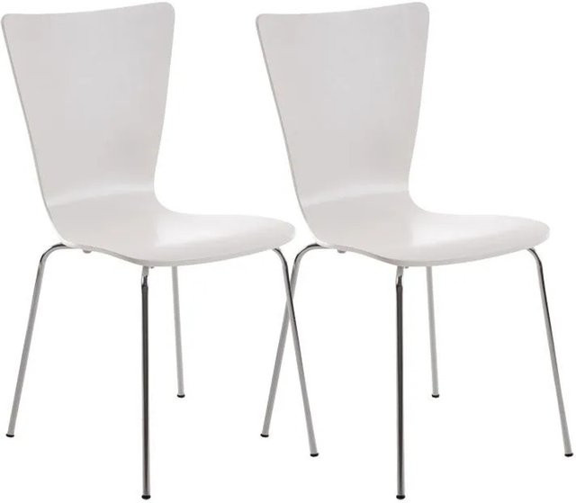 DELUKE 2er Set Besucherstuhl TOKYO Konferenzstuhl und Bürostuhl aus Holz und Metall in Weiß, B: 43 cm, T: 50 cm, H: 84 cm - Bild 1