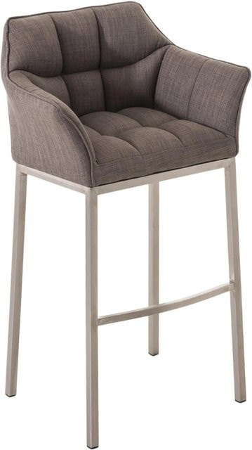 DELUKE Barhocker GIBEL mit Lehne, Stoff Grau, Silber, B/T/H: 64 x 48 x 110 cm - Bild 1