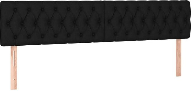 vidaXL LED Kopfteil Schwarz mit USB-Ladeport und integrierter Beleuchtung, Stoff, B: 200 cm, H: 78 bis 88 cm, T: 7 cm - Bild 1