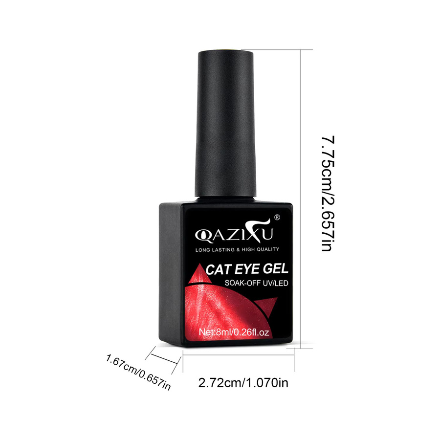 QAZIXU Nagellack, Red, Cat Eye Gel - Bild 5