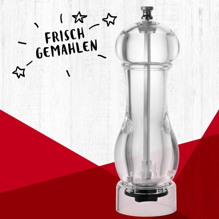 Fackelmann Salz- und Pfeffermühle mit Keramikmahlwerk aus Glas und Edelstahl, transparent, Höhe: 19,5 cm - Bild 2