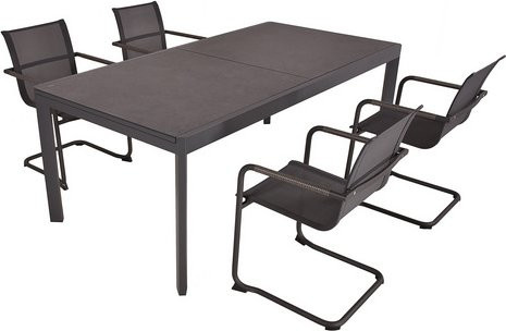 Garden Pleasure Tischgruppe Nerea 5-teilig Anthrazit aus Aluminium und Kunststoff, B/T/H: 200 x 100 x 75 cm - Bild 1