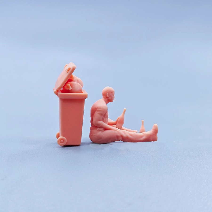 EHCMODEL Figuren, Maßstabsmodell, Kunstharz, rauchender Mann, unbemalte Miniaturen, Diorama, 1/64 - Bild 1