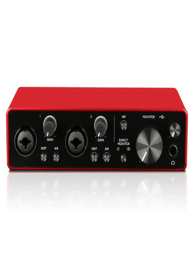 Bytelike USB-Audio-Interface in Rot, 2-Kanal, professionell, Plug & Play, für Studio und Live-Einsätze - Bild 5