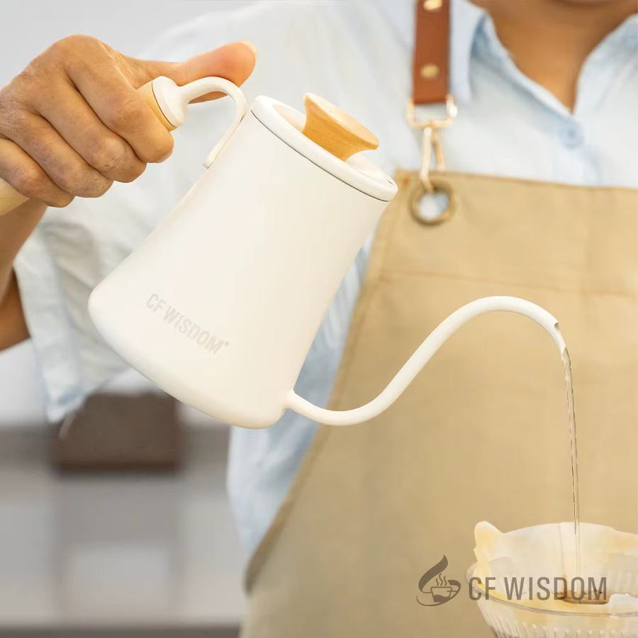 CF Wisdom Japanischer Wasserkocher mit Schwanenhals-Design in Weiß für präzises Aufgießen von Tee und Kaffee - Bild 3
