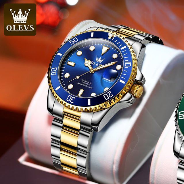 OLEVS Armbanduhr Automatik, Edelstahl, Gold, Herren - Bild 1