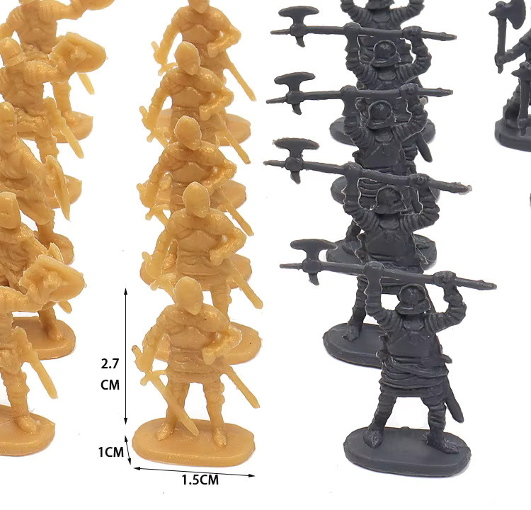 TMZ 100er Set Miniatur Soldaten im mittelalterlichen Ritterstil, Farbe Grau, Dekorative Modellfiguren für Sammler und Battlefield-Simulationen - Bild 2