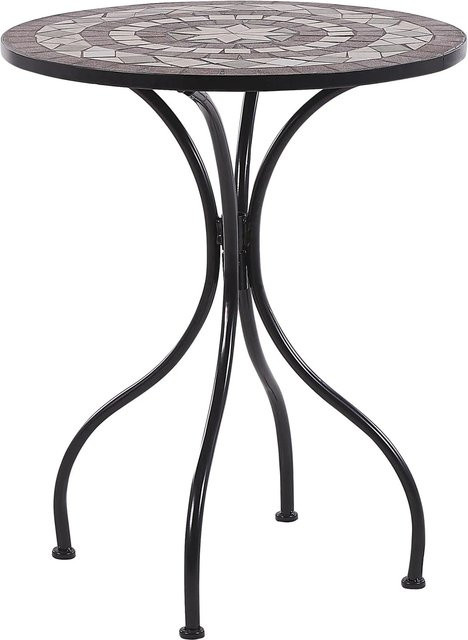 Beliani Gartentisch CARIATI in Schwarz aus Metall und Keramik für Garten, Balkon und Terrasse, B/T/H: 60 x 60 x 73 cm - Bild 1