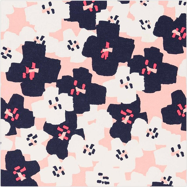 Rico Design Druckstoff Okina Hana mit kleinen Blumen in Pink-Schwarz, Breite: 140 cm - Bild 1