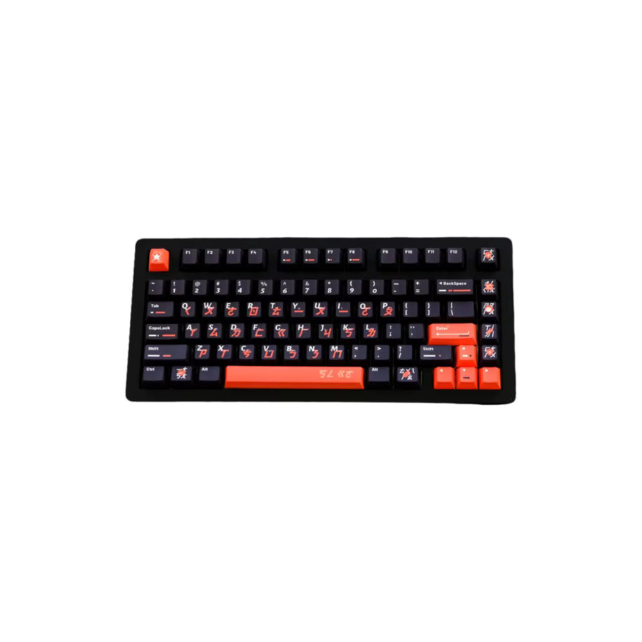 HYEKIT GMK Black Orange Phonetic Keycaps aus PBT-Material mit Cherry Profile und DYE-SUB für mechanische Tastaturen wie Wooting und MX Switches, 151 Tasten, Schwarz-Orange - Bild 1