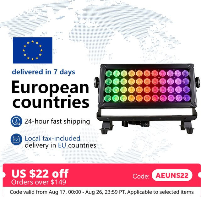 Professionelle LED Outdoor Wash Lights RGBW Pixel DMX512 mit 44x10W, IP65 wetterfest, Schwarz, B/T/H: 33,0 x 33,0 x 5,0 cm - Bild 1