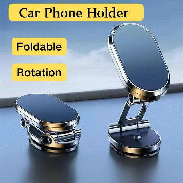 KAFNHCKA Magnetische Auto-Handyhalterung, 1080 Grad drehbar und faltbar, universelle Lüftungshalterung für iPhone und Samsung, Schwarz/Silber - Bild 1