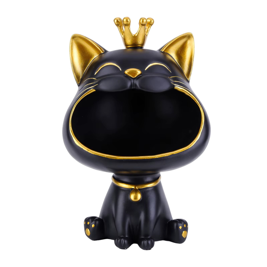 APWIKOGER Dekorative Katze Statue als Schlüsselbox und Aufbewahrungsbox für den Schreibtisch in Schwarz - Bild 3
