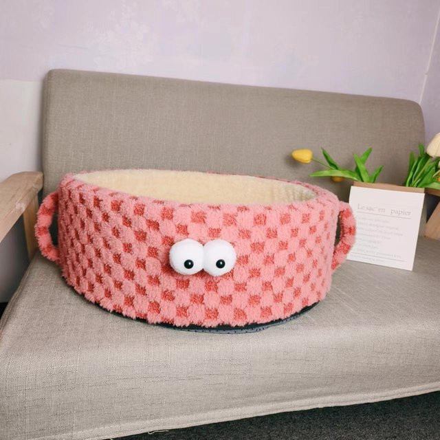 Personalisiertes rundes Haustierbett mit großen Augen für Katzen und Hunde von Household supplies MH, Durchmesser: 45 cm - Bild 1