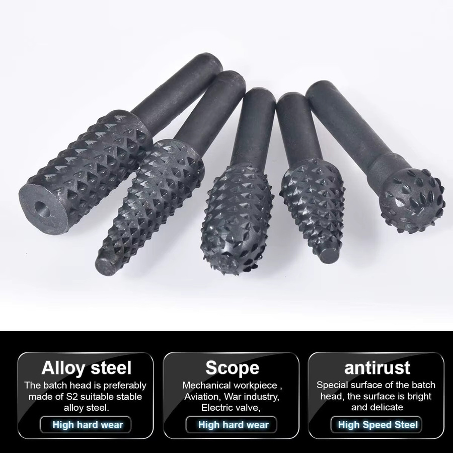 Fbiannely 5er Set Bohrer für Holzbearbeitung und Schnitzwerkzeuge mit 6mm Schaft in Schwarz - Bild 3