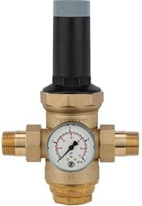 Riegler Druckregler für Trinkwasser aus Messing in Gold, Anschluss G 1, Druckbereich 0,5 - 2 bar - Bild 1