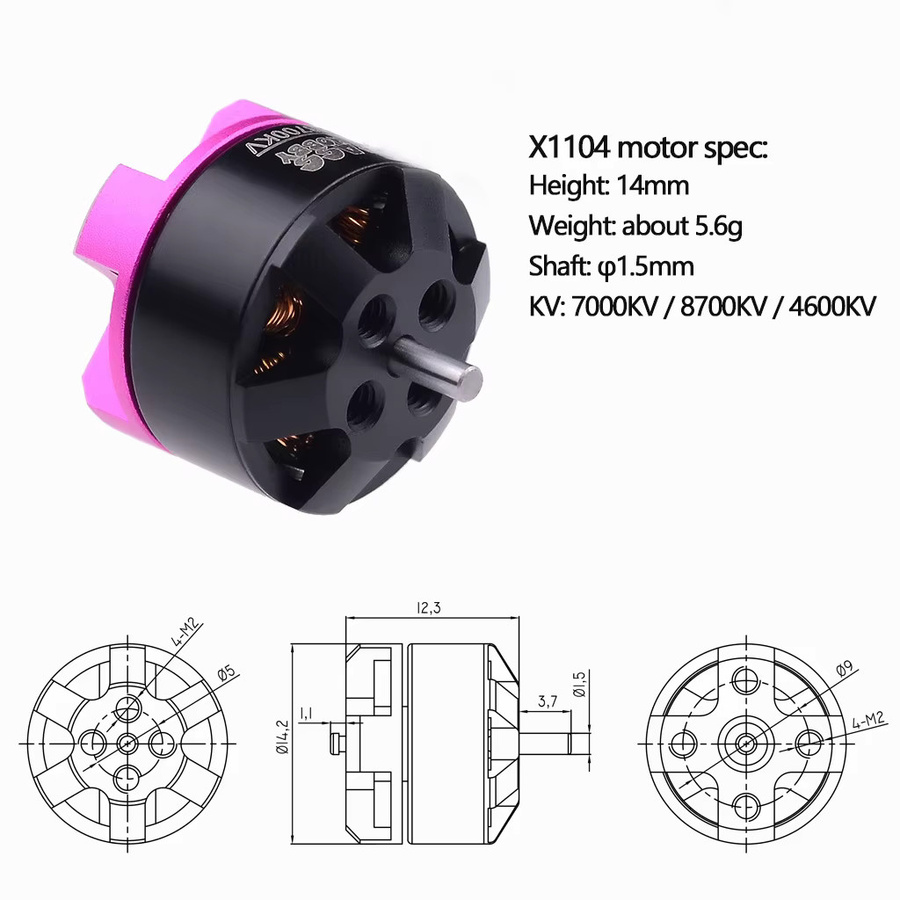 Surpass Hobby Brushless Motoren 1104 für Mini Racing Drohnen, 4er Set, kompatibel mit 2-3S Lipo, erhältlich in 4600KV, 7000KV oder 8700KV - Bild 2