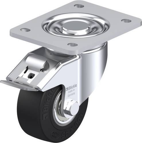 Blickle Lenkrolle LH-SE 100K-3-FI mit Feststeller in Schwarz und Silber, Rad-Durchmesser: 100 mm, Tragfähigkeit: 270 kg - Bild 1