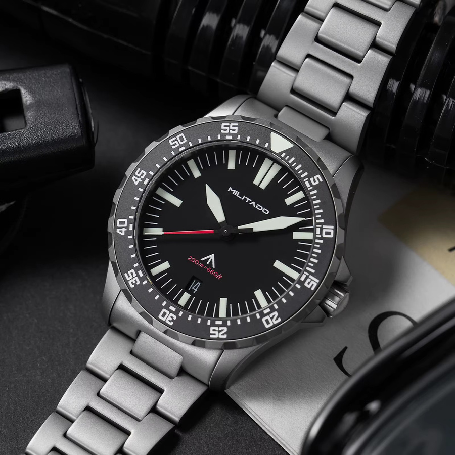 Militado Armbanduhr, Quarz, Edelstahl, Keramiklünette, 39 mm, Herren - Bild 4