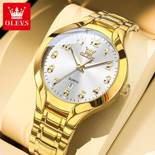 OLEVS Armbanduhr Quarz, Digital, Gold, Edelstahl, Herren - Bild 1