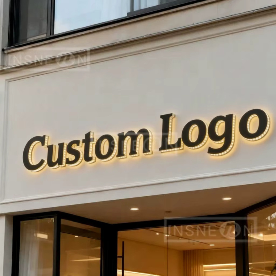 Individuelles Business Logo Neon LED Schild aus Metall in 3D-Optik für Außenwerbung und Wandgestaltung in Schwarz - Bild 4