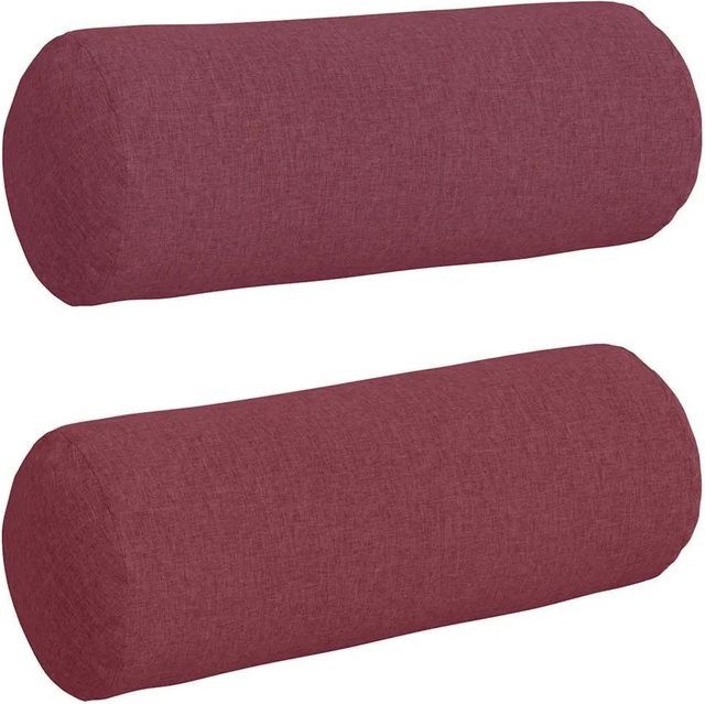 vidaXL Bolsterkissen Set aus Stoff in Weinrot, 2 Stück, Ø 25 x 70 cm, abnehmbarer und waschbarer Bezug - Bild 1
