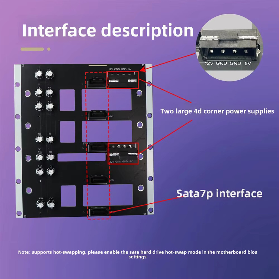 ADT-Link SATA Festplatte Backplane 6Gbps für 2,5 und 3,5 Zoll HDD, 5-Bay/4/3/2 Bay NAS Chassis Adapter und Server Erweiterungsplatine, Schwarz - Bild 4