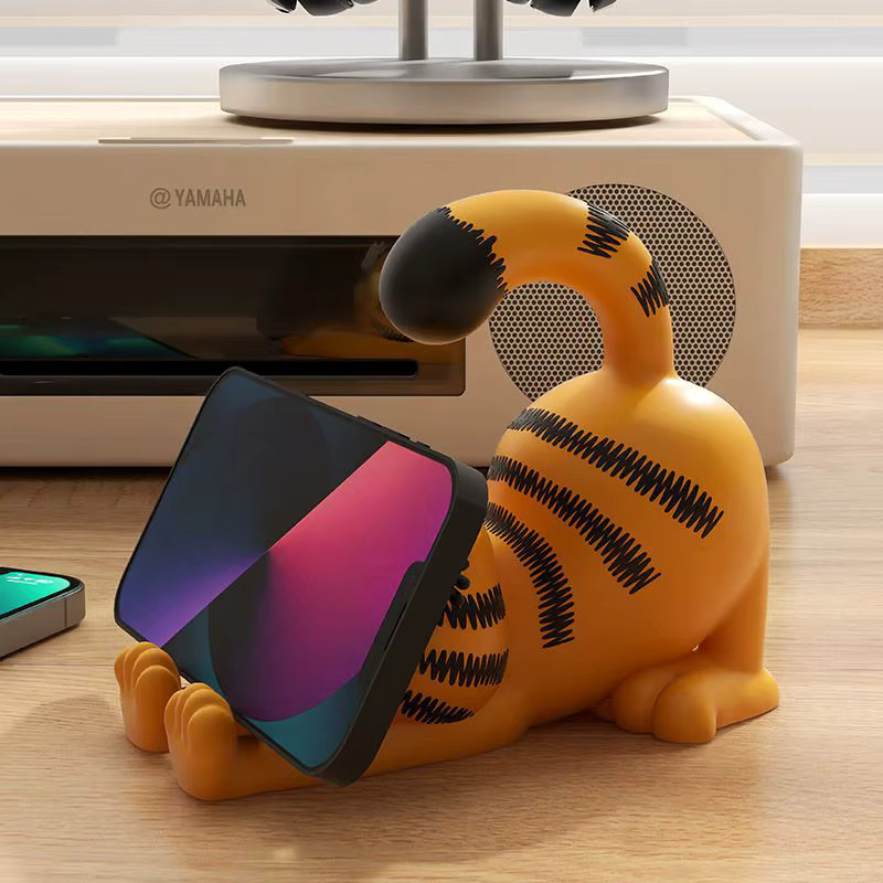Garfield Handy- und Tablet-Ständer aus Kunstharz in Orange gestreift als niedliche Kawaii-Deko für deinen Schreibtisch - Bild 2
