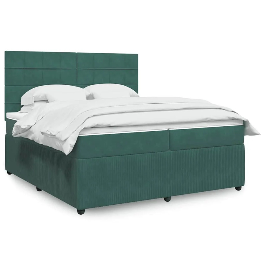 vidaXL Boxspringbett mit Matratze aus Samt in Dunkelgrün mit USB-Ladeport und Unterbettbeleuchtung B/T: 200 x 200 cm - Bild 2