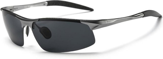 AORON Sonnenbrille, Herren, Vollrand, rechteckig, Aluminium, schwarz/grau, polarisiert - Bild 1