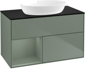V&B Waschtischunterschrank Finion 100 in Platinblau matt lackiert, B/T/H: 100 x 50,1 x 50,1 cm - Bild 1