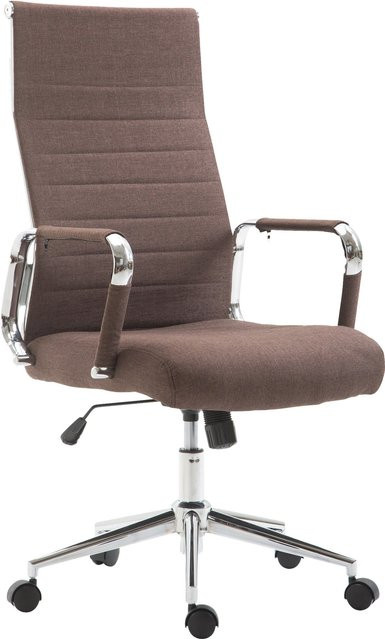 TPFLiving Bürostuhl Koro Ergonomischer Stoffstuhl mit Armlehnen und Rollen in Braun B/T/H: 58 x 53 x 115 cm - Bild 1