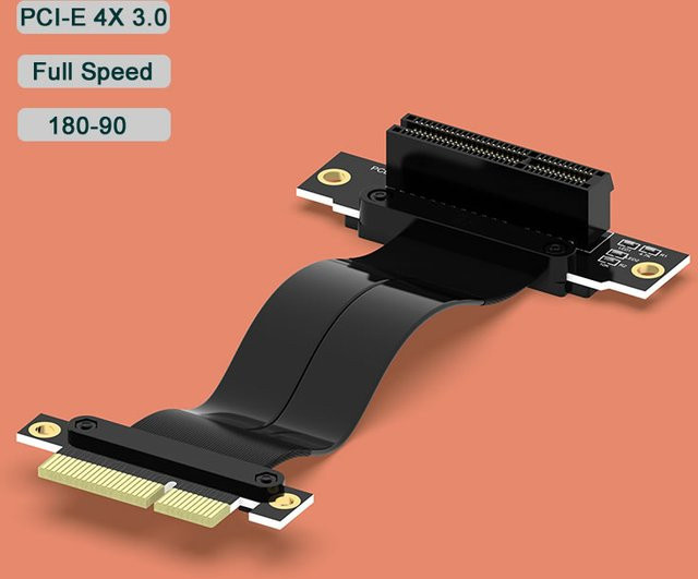 Haoyexin PCI Express PCI-E 4X Adapter-Riser-Karte, 90-Grad-Konverterkarte für Servergehäuse und Computer, PCI-E 3.0 x4 auf X4, Schwarz - Bild 1