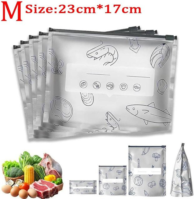 Meiteai-Home Antibakterielle Aluminiumfolie Frischebeutel mit Reißverschluss, 10 Stück, Transparent, B: 23 cm, H: 17 cm - Bild 1