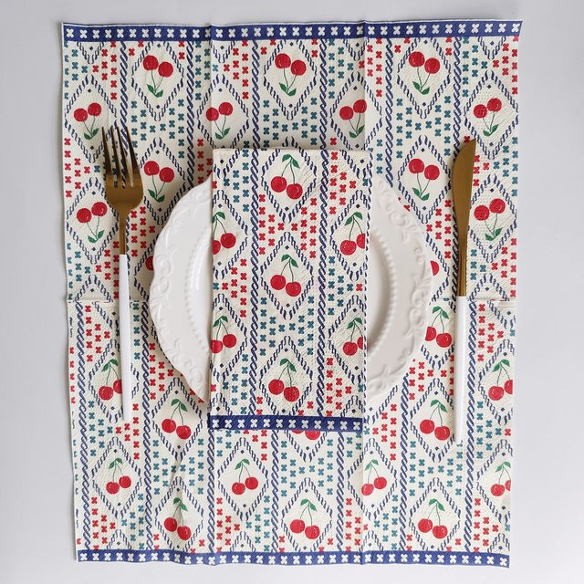 20 Stück Retro-Kirsch-Gästeservietten, 3-lagig aus Papier für Hochzeiten, Brautpartys und Bastelarbeiten - Bild 1
