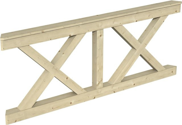 Skan Holz Brüstung Andreaskreuz aus Fichte Natur, B/H: 210 x 84 cm - Bild 1