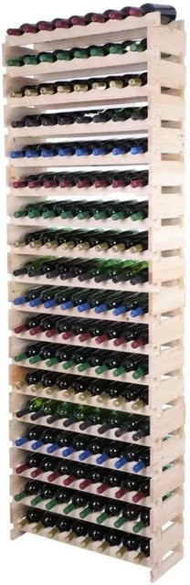 PROREGAL Weinregal VINOTECA FLEX aus massivem Kiefernholz, Natur unbehandelt, braun, H x B x T: 247 x 84 x 28 cm, Platz für 144 Flaschen auf 18 Ebenen - Bild 1