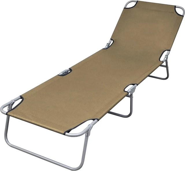 Furnicato Sonnenliege klappbar mit verstellbarer Rückenlehne und verstellbarem Kopfstütze in Beige - Bild 1