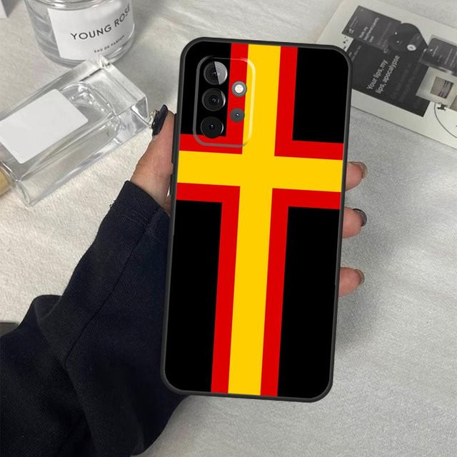 Handyhülle mit Deutschland Flagge für Samsung Galaxy A55 A35 A15 A54 A34 A53 A33 A14 A13 A52 A32 A12 A25 A17 A26 A36 A56 in Schwarz - Bild 1