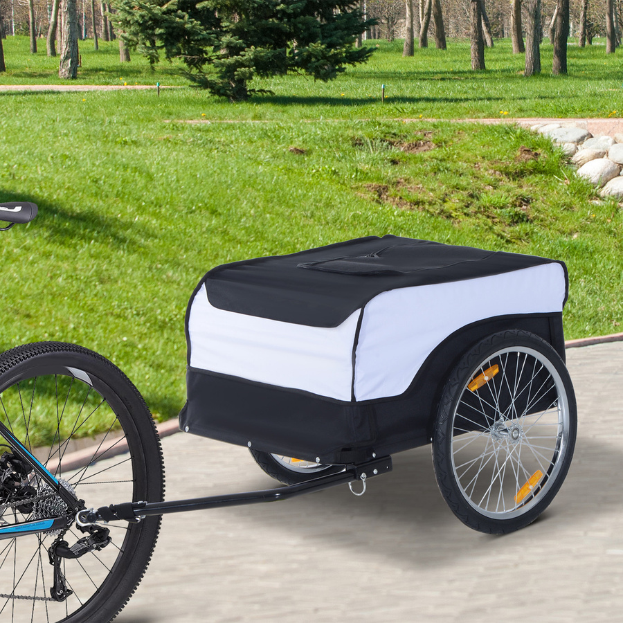 HOMCOM Fahrradanhänger für bis zu 40 kg in Weiß und Schwarz aus Stahl und Oxford, B/T/H: 140 x 77 x 65 cm - Bild 3